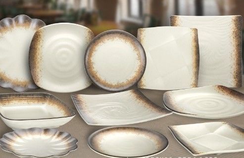 Καλή τιμή. Προσαρμοσμένα πιάτα μελαμίνης λευκού χρώματος Μεγάλα πλαστικά πιάτα σερβίρισμα ξενοδοχείων. σε απευθείας σύνδεση